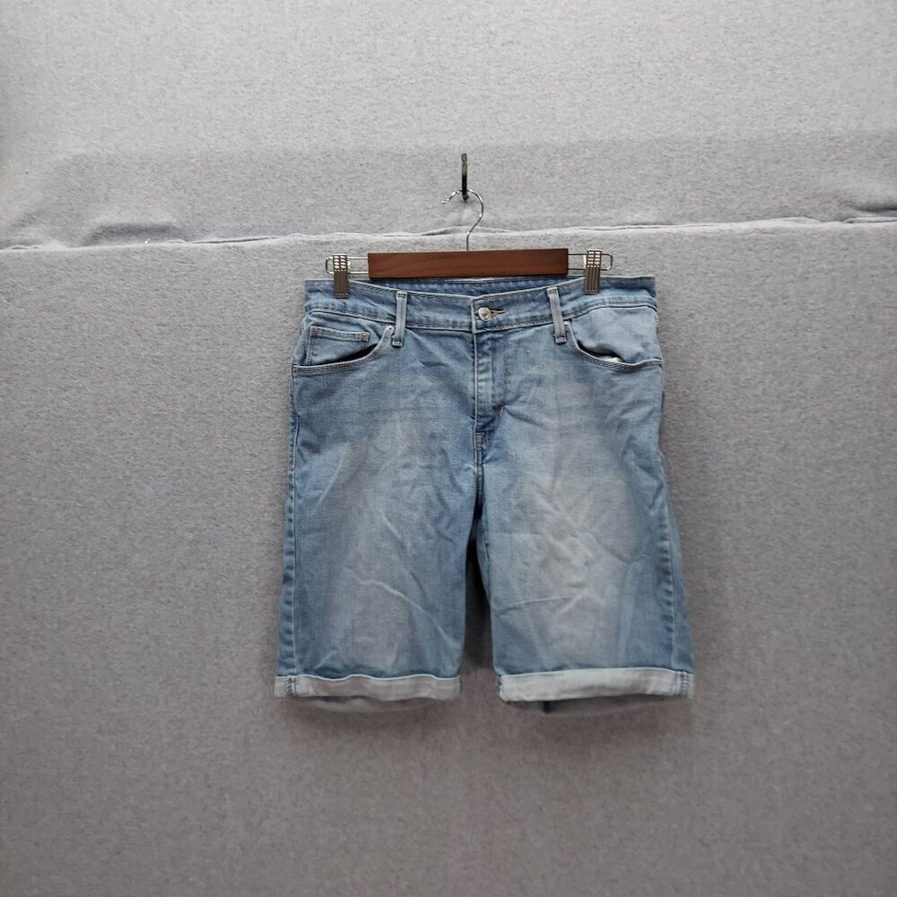 Levis Mens 31 Denim Jean Shorts Light Wash 5-Pocket Button Fly Rolled Hem Classi